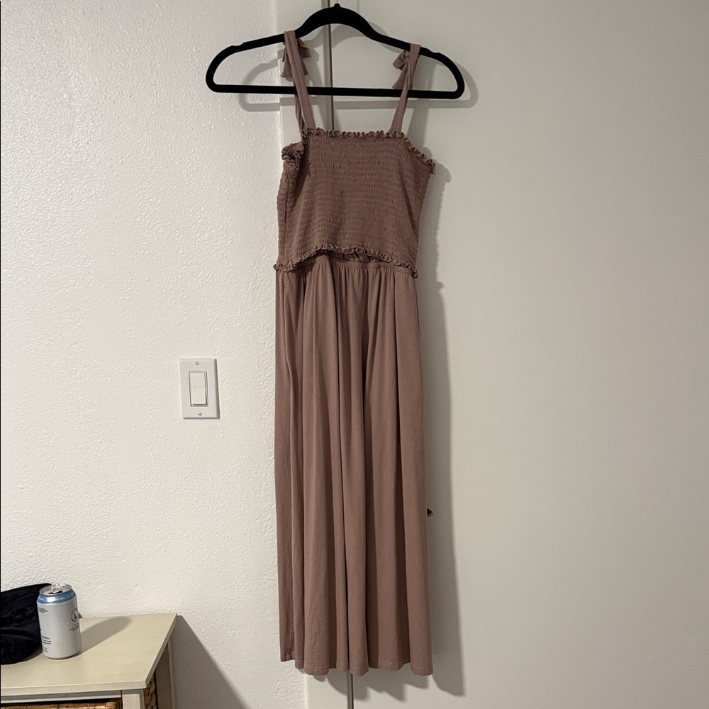 Kindred Bravely Mauve Smocked Maxi Dress with Tie Straps